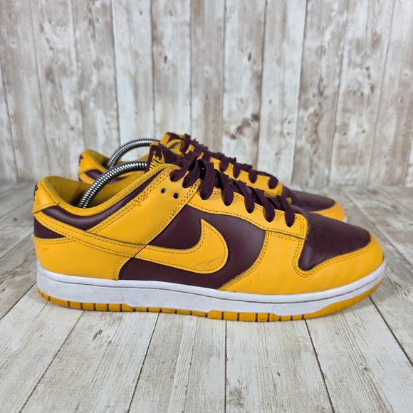 Nike Dunk Low Retro Yellow Maroon Sneakers Mens‎ Size 10 Shoes